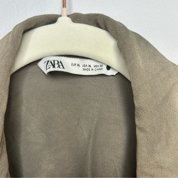 Zara Olive Green Long Sleeve Button Down Shirt Collared Shirt Women’s Size XL - Picture 3 of 7